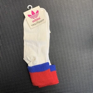 Vintage Adidas women’s quarter socks Cuff Crew  Sock Size 9-11 Red Blue White - Picture 1 of 9