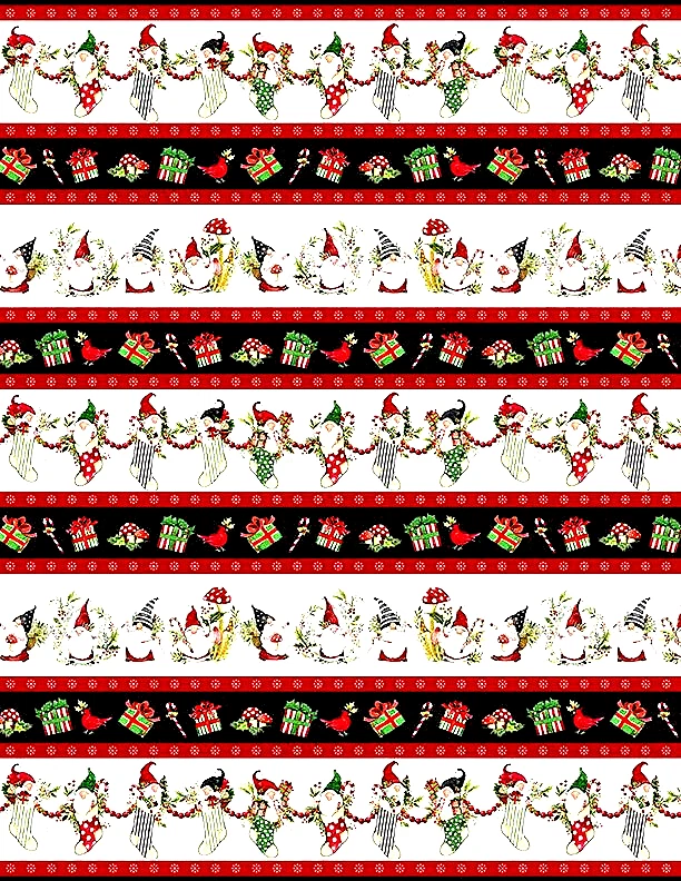 WILMINGTON PRINTS "MERRY GNOME-MENTS"#39890 939" THE BORDER PRINT PRINT BTY FREE PATTERN