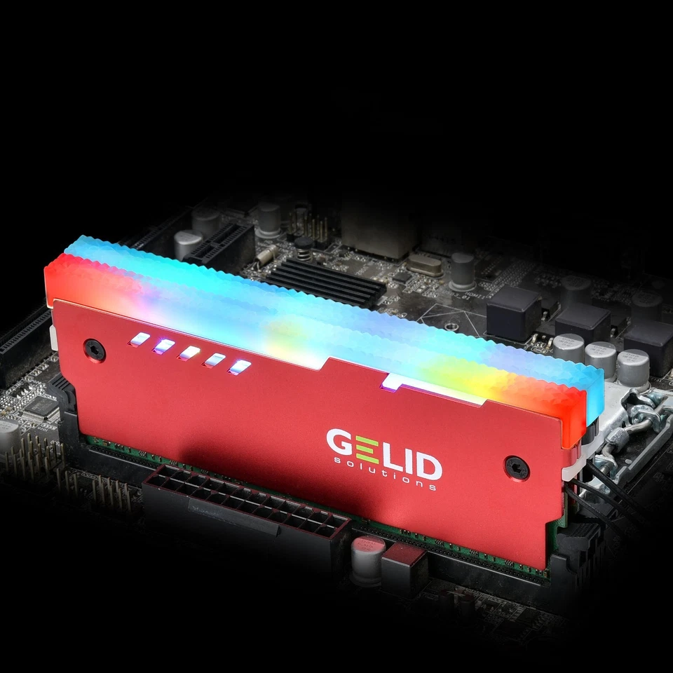 Gelid Lumen RGB RAM Red Memory Coolers for 2 x Ram via 3 Pin Header 2 Pack - Image 1 of 4