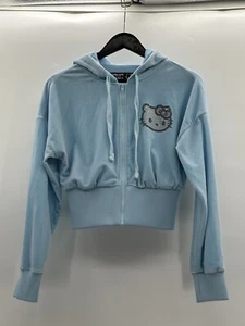 NWOT FOREVER 21/Hello Kitty Hoodie Women’s VELOUR Rhinestone Cropped No Size - Picture 1 of 7
