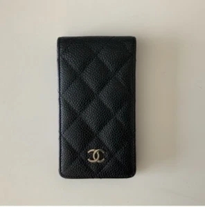 CHANEL iPhone Phone Case CC Logo Black  Caviar Leather - Picture 1 of 6