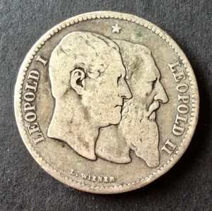 Belgique - Léopold II - Rare  2 Francs 1880 - Cinquantenaire Belgique (1) - Picture 1 of 2