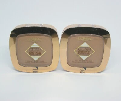 2 x L'OREAL GLAM BEIGE HEALTHY GLOW POWDER / PUDER, MEDIUM DARK /  MEDIUM FONCE - Bild 1 von 2