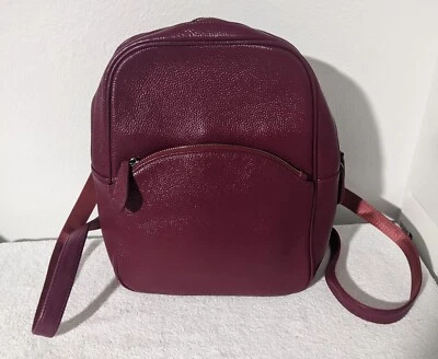 Heshe Leather Small Maroon Burgundy Backpack Bag - Image 1 of 4