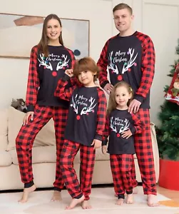 Christmas Family Matching Pajamas Set Tops+Pants Sleepwear Xmas Pj's Clothes - Picture 1 of 7