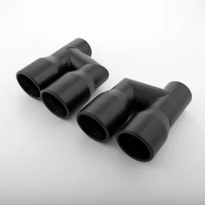 Quad 3" Out Offset Resonated Black Exhaust Tips for Audi A3/4/5/6/7 S3/4/5/6/7 - Picture 1 of 7