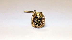 Small Oval Chain Tie Tack Green Spotted Enamel Piece Center (4O) - Picture 1 of 3
