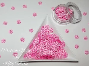 2ml Pot Fimo Flowers Roses Pink Slices Nail Art Decorations Valentines Day Clay  - Picture 1 of 1