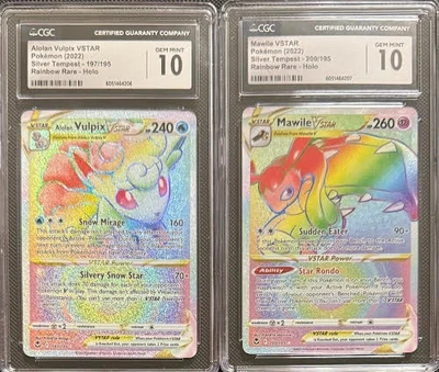 SEQUENTIAL CGC 10 ALOLAN VULPIX VSTAR 197 MAWILE 200 SILVER TEMPEST POKEMON - Image 1 of 2