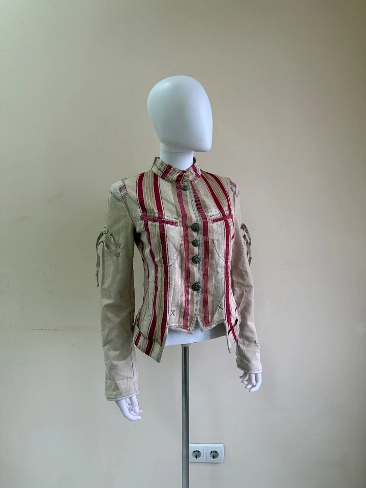 Marithe Francois Girbaud Womens Striped Button Up Avant Garde Jacket Size 40 - image 1 of 4
