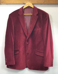 Peter Christian-Men’s Velvet Tailored Suit Blazer-Burgundy/Wine-Size R46 - Picture 1 of 18