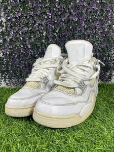 2017 Nike Jordan 4 Retro Pure Money Mens Size 9 White Silver Leather 308497-100 - Picture 1 of 18
