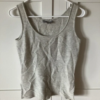 Neiman Marcus 100% Cashmere Shell Tank Top Sweater, Size S, Gray - Image 1 of 4