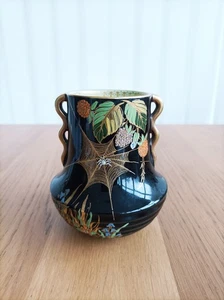 Art Deco Carlton Ware Vase "Spinnennetz" Noire Royale - Bild 1 von 6