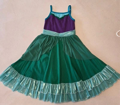 Vestido Disney Ariel Pequena Sereia por Placard Original Meninas Tamanho 7/8 Muito Bom Estado EUA - Imagem 1 de 4