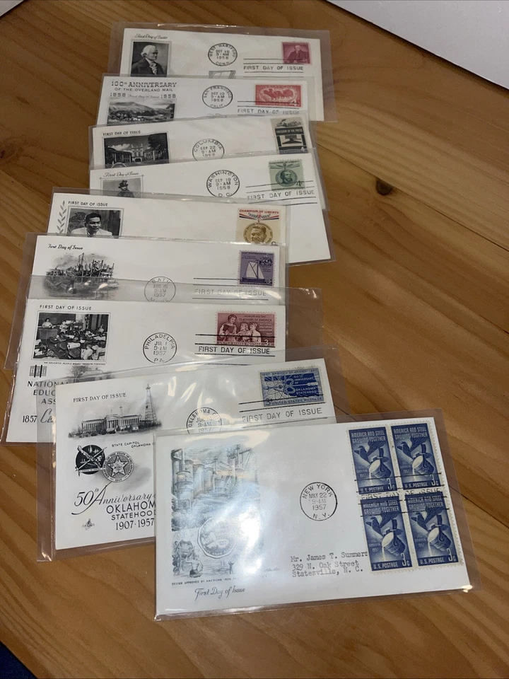 Lot Of 9 US Stamps FDC #1090, 92, 93, 95, 96, 1117, 19, 20, 1121, 3-4c 1957-58 - Image 1 of 4