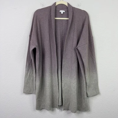 Pure Jill Cardigan Womens L Ombre Gray Purple Open Front Knit Minimalist Capsule - Image 1 of 4
