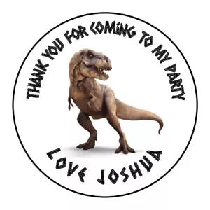 Jurassic Dinosuar Birthday Personalised Thank You Stickers Party Bag Sweet Cones - Picture 1 of 6