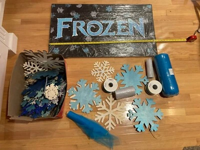 FROZEN PARTY DECORATIONS, Birthday, Float, Christmas, Winter, Hand Painted Sign - Image 1 of 4