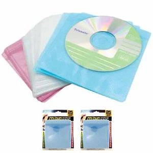 50 Double Sided Plastic CD DVD Sleeves Clear Window Disc Envelopes Storage Case - Afbeelding 1 van 1
