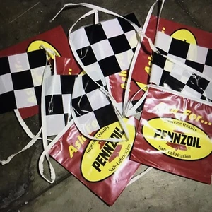Rare vintage Pennzoil Indy 500 Race Car Banner Sign Gas Station Checkered Flag - Picture 1 of 1