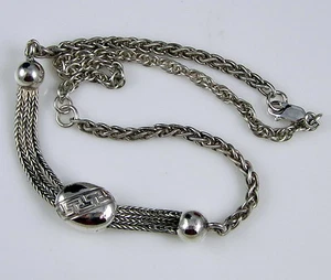 Estate Antique Rare Vintage Ornate Sterling Silver Slide Necklace Chain Necklace - Picture 1 of 4