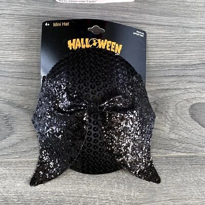 Halloween Mini Hat Black Sequin Dress Up Costume Accessory - Image 1 of 3