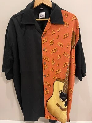 David Carey Originals Black Casual Shirt Guitar Notes Cotton Blend SZ 2XL - Image 1 of 3