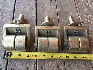 THREE LARGE BRASS GRAND PIANO CASTERS ROLLERS - Picture 1 of 3