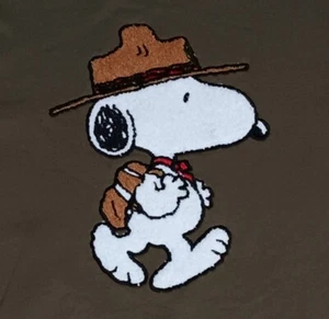 Snoopy Scout Hiking Outdoor Sweatshirt NEW olive & Ivory Charlie Brown Peanuts - Picture 1 of 5