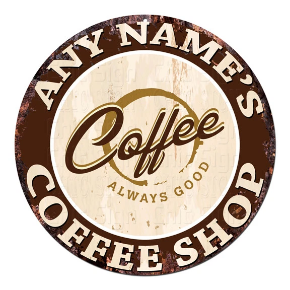 CP-0091 ANY NAME'S COFFEE SHOP Custom Personalized Chic Tin Sign Decor Gift Idea - Image 1 of 1