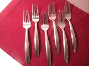 Set Of 6 Oneida Glissade Salad Forks Glossy Stainless Steel 7 1/8" - Picture 1 of 6