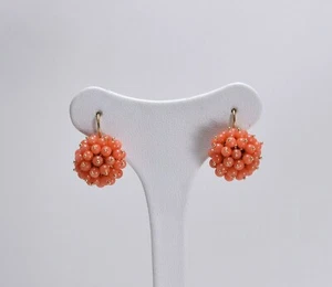 Pendientes De Oro Amarillo 18 kt Con Coral Rosa Modelo Morosita OGHT 0757 - Imagen 1 de 3