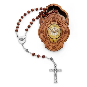 Holy Spirit Rosary Olive Wood Beads Catholic Prayer Necklace from Vatican - Picture 1 of 10