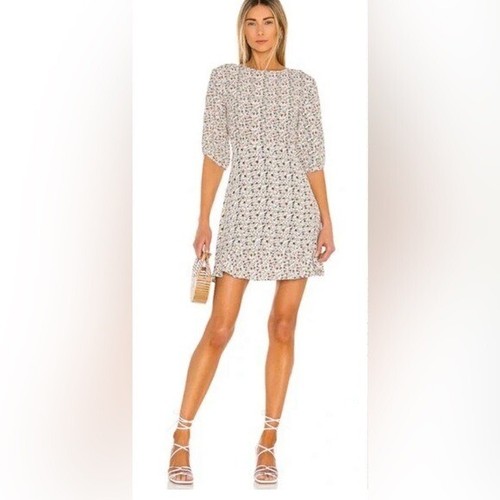 OFF WHITE Faithfull the Brand Sidonie Mini Abito Aurelia Off Bianco Castagno Stampa Floreale 4