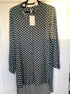 Brandneu mit Etikett Soyaconcept £49 Nehru-Kragen blau weiß Print Hemdkleid UK 12 - Bild 1 von 4