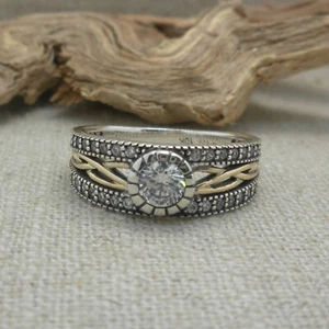 Sterling Silver & 10K Yellow Gold Celtic Knot Ring with CZs KEITH JACK Jewelry - Picture 1 of 9