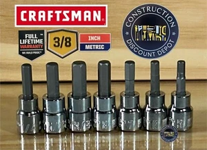 CRAFTSMAN 7 pc 3/8 SAE  MM Hex Allen key bit ratchet wrench socket set - Picture 1 of 1