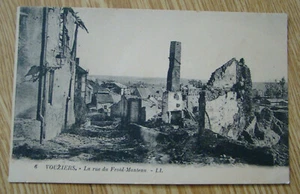 Abrigo postal francés de la Primera Guerra Mundial vales Francia calles bombardeadas escombros Rue du Froid - Imagen 1 de 4