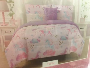Kidz Corner, Twin 3 Piece Unicorn, Rain Cloud Print Comforter Set - Picture 1 of 8