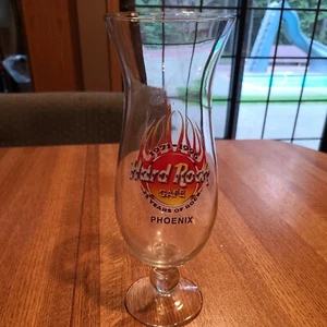  PHOENIX, AZ. USA 🇺🇸  Hard Rock Cafe. 25 Years of Rock  LOGO HURRICANE GLASS.  - Picture 1 of 11