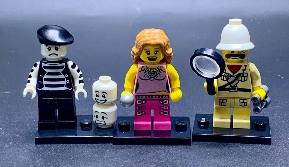 Lego Minifigura Série 2 8684 Lote De 3 Mime Explorer Pop Star - Imagem 1 de 1