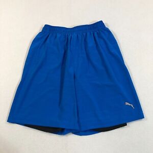 Puma Shorts Youth Small Blue Black Sport Lifestyle Lined Reflective Active Boys