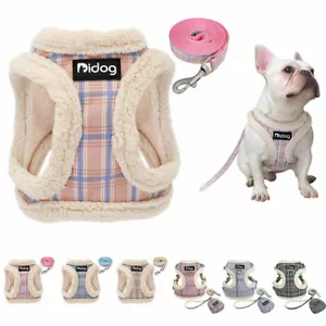 Warm Fleece Dog Harness and Lead Puppy Cat Vest Small Dogs Chihuahua Yorkie XS-M - Picture 1 of 31