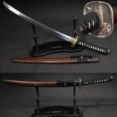  ARGILA FEITA À MÃO TEMPERADA AÇO DOBRADO SAMURAI JAPONÊS KATANA WAKIZASHI FULL TANG - Imagem 1 de 4