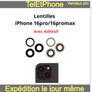 Lentille Iphone Iphone 16 Pro 16 Pro Max Vitre Verre Caméra Arrière Adhésif Neuf - Bild 1 von 12