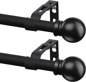 2 Pack Black Curtain Rods for Windows 28 to 48 Inch, 5/8 Inch Small Cafe Window - Picture 1 of 7