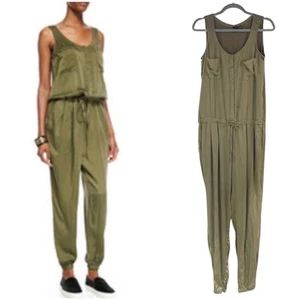 EILEEN FISHER The Fisher Project Olive Vintage Wash Silk Jumpsuit S FAIR COND - Picture 1 of 9