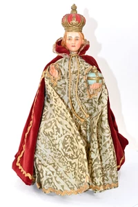 Vintage Infant Jesus Prague LARGE 13" Chalkware Jesus Statue Figurine Cute Face - Picture 1 of 13