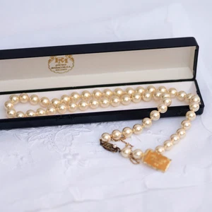 Majorica Knotted Faux Pearl Necklace 9mm NWT 19" Sterling Clasp Box 1996 Spain - Picture 1 of 7